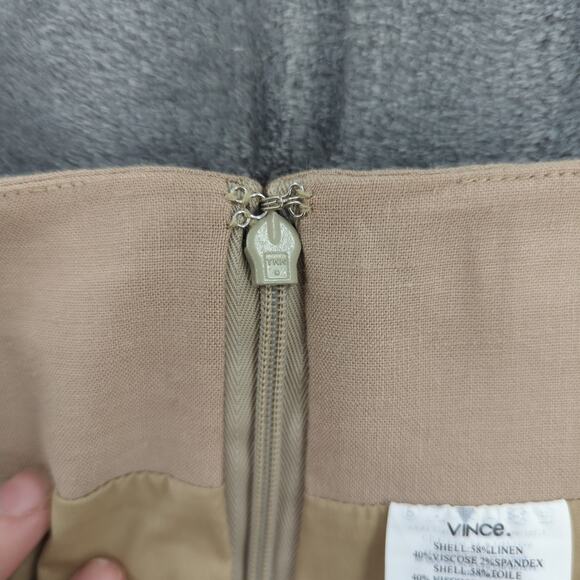 Vince Skirt Womens 10 Beige Pencil Business Casual Minimalist Neutral Linen - Picture 6 of 8
